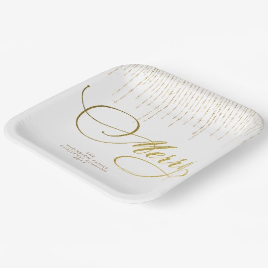 Assiettes En Carton Parties scintillant Gold Script Rouge Blanc Famill (Angulaire)