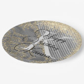 Assiettes En Carton Parties scintillant Gold SIlver Mandala Monogramme (Angle)