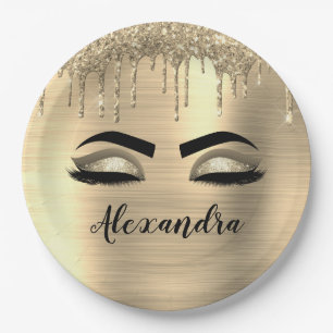 Assiettes En Carton Parties scintillant Gold Sparkle Eyelashes Nom du