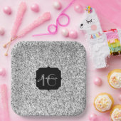 Assiettes En Carton Parties scintillant gris argenté brillant doux 16 (Fête)