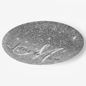 Assiettes En Carton Parties scintillant gris moderne éclabousser Nom p (Angle)