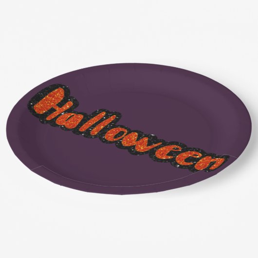 Assiettes En Carton Parties scintillant Halloween (Angle)