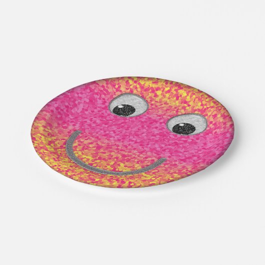 Assiettes En Carton Parties scintillant Happy Face 34 Plaques de papie (Angle)