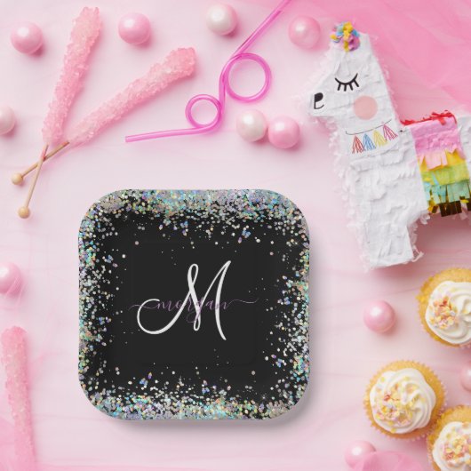 Assiettes En Carton Parties scintillant holographique Rainbow Pastels (Fête)