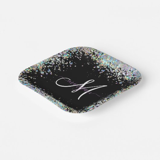 Assiettes En Carton Parties scintillant holographique Rainbow Pastels (Angulaire)