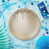 Assiettes En Carton Parties scintillant métal or Élégant  (Fête)