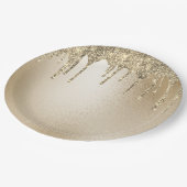 Assiettes En Carton Parties scintillant métal or Élégant  (Angle)