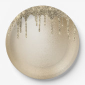 Assiettes En Carton Parties scintillant métal or Élégant  (Devant)