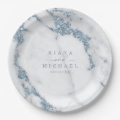 Assiettes En Carton Parties scintillant moderne en marbre Mariage Dust (Devant)