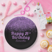 Assiettes En Carton Parties scintillant moderne noire et violette Étin (Fête)