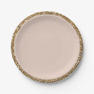 Assiettes En Carton Parties scintillant moderne Rose or Blush Glam Swe