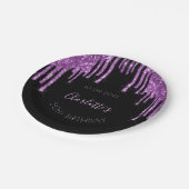 Assiettes En Carton Parties scintillant noir violet d'anniversaire mon (Angle)