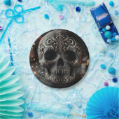 Assiettes En Carton Parties scintillant noire Glam Sparkle crâne gothi (Fête)