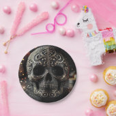 Assiettes En Carton Parties scintillant noire Glam Sparkle crâne gothi (Fête)