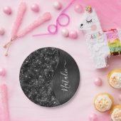 Assiettes En Carton Parties scintillant noire métallique personnalisée (Fête)