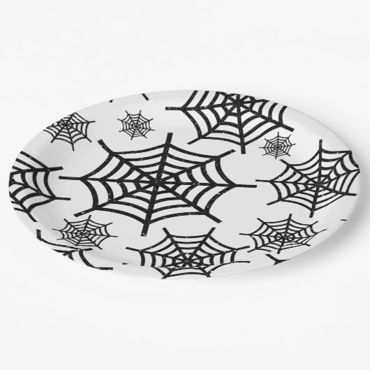 Assiettes En Carton Parties scintillant noire Spiderweb Halloween (Angle)