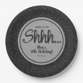 Assiettes En Carton Parties scintillant noire SURPRISE Fête d'annivers (Devant)