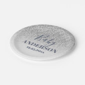 Assiettes En Carton Parties scintillant Ombre Faux Baby shower Argent  (Angle)