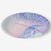 Assiettes En Carton Parties scintillant Ombre rose violet Unicorn (Angle)