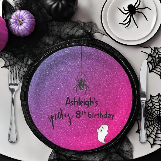 Assiettes En Carton Parties scintillant Ombre Spider Ghost Glam Hallow