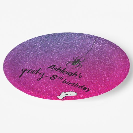 Assiettes En Carton Parties scintillant Ombre Spider Ghost Glam Hallow (Angle)