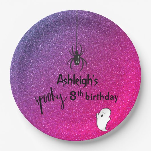 Assiettes En Carton Parties scintillant Ombre Spider Ghost Glam Hallow (Devant)