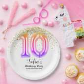 Assiettes En Carton parties scintillant or, étincelle dorée 10e annive (Fête)