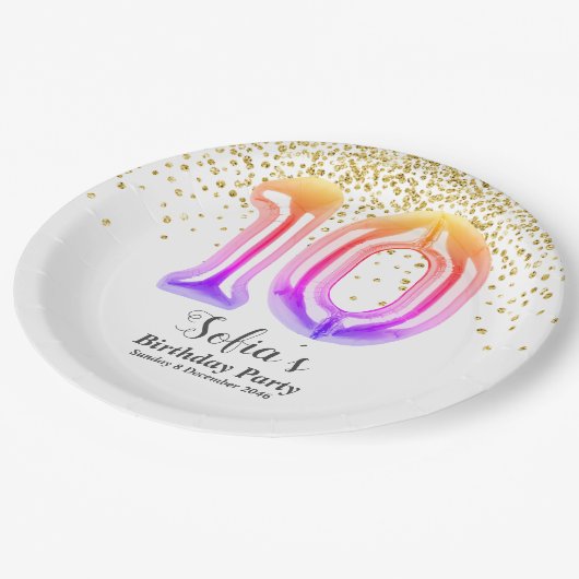 Assiettes En Carton parties scintillant or, étincelle dorée 10e annive (Angle)