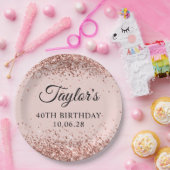 Assiettes En Carton Parties scintillant or rose Blush 40e anniversaire (Fête)