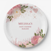 Assiettes En Carton Parties scintillant or rose Glam personnalisé (Devant)