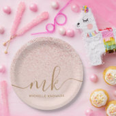 Assiettes En Carton Parties scintillant or Rose tendance Initiales fan (Fête)