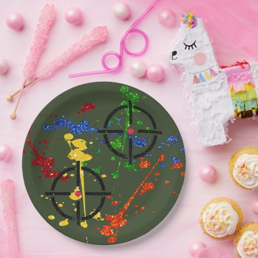 Assiettes En Carton Parties scintillant Paintball Parties Cibles Plaqu (Fête)