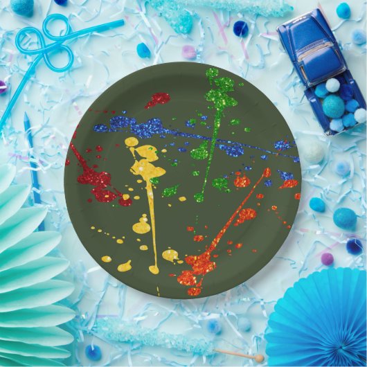 Assiettes En Carton Parties scintillant Paintball Party Paint Splatter (Fête)