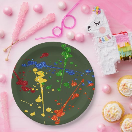 Assiettes En Carton Parties scintillant Paintball Party Paint Splatter (Fête)