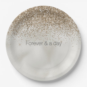 Assiettes En Carton Parties scintillant Pearl White Luxe Gold