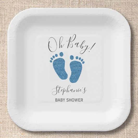Assiettes En Carton Parties scintillant personnalisée Pieds Baby showe