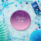 Assiettes En Carton Parties scintillant pourpre personnalisée Joyeux a (Fête)