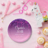 Assiettes En Carton Parties scintillant pourpre personnalisée Joyeux a (Fête)