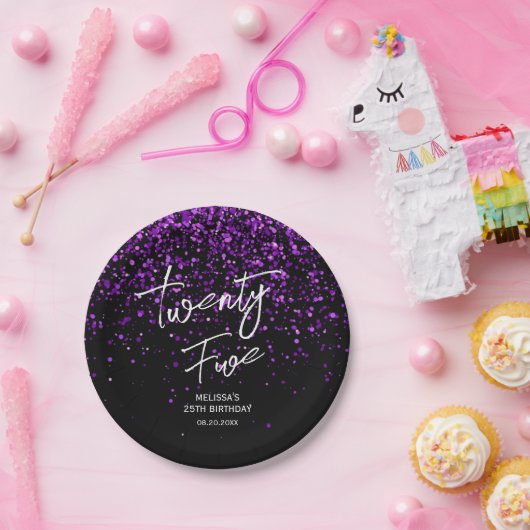 Assiettes En Carton Parties scintillant pourpre pétillante Noir N'impo (Fête)