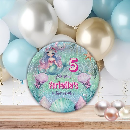 Assiettes En Carton Parties scintillant Purple Sirène anniversaire