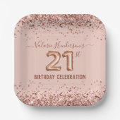 Assiettes En Carton Parties scintillant rose 21e Anniversaire Plaque p (Recto)