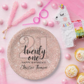 Assiettes En Carton Parties scintillant rose 21e Anniversaire Plaques (Fête)