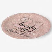 Assiettes En Carton Parties scintillant rose 21e Anniversaire Plaques (Angle)