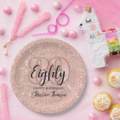 Assiettes En Carton Parties scintillant rose`80e Anniversaire Plaques  (Fête)