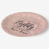 Assiettes En Carton Parties scintillant rose`80e Anniversaire Plaques  (Angle)