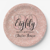 Assiettes En Carton Parties scintillant rose`80e Anniversaire Plaques  (Devant)