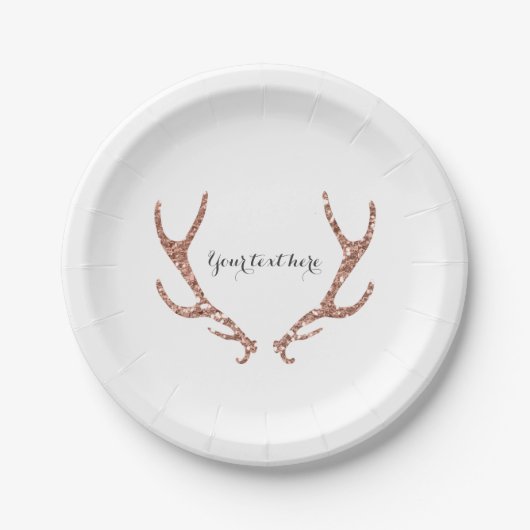 Assiettes En Carton Parties scintillant rose Antlers rustiques Woodsy (Devant)