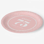 Assiettes En Carton Parties scintillant rose blanc Stardust 75e annive (Angle)