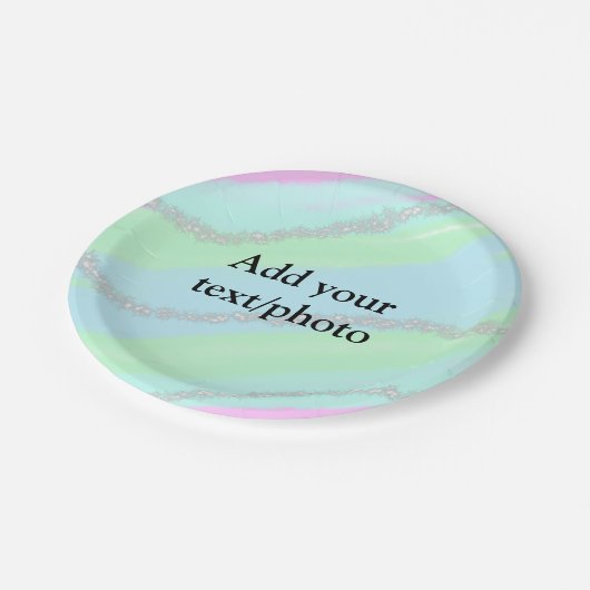 Assiettes En Carton Parties scintillant rose bleu vert étincelant past (Angle)