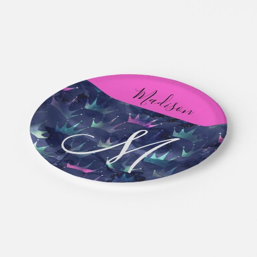 Assiettes En Carton Parties scintillant rose chaud étincelles Mermaid  (Angle)